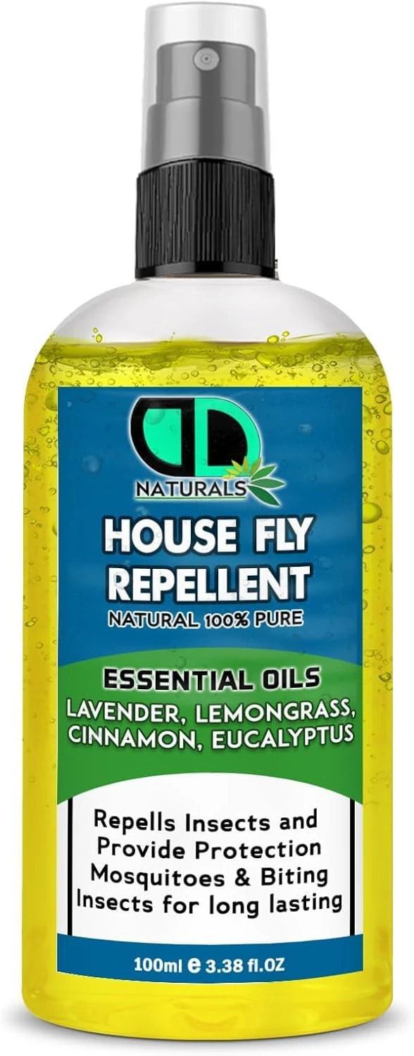 House Fly Insect Repellent with Lavender, Lemongrass, Eucalyptus & Cinnamon Essential Oil - Body Oil Deet Free (100ml Spray)