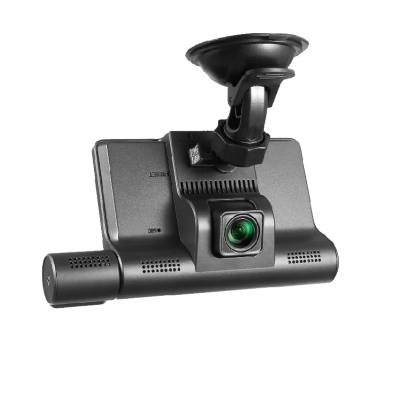 DELURA 3 Lens Touch Screen Car Video Recorder 4 In Dash Cam Blcak Box IPS 1080P HD Car Mirror Recorder DVR Dash Camera Cars Camcorder (Color : With rear camera, Size : As shown here)