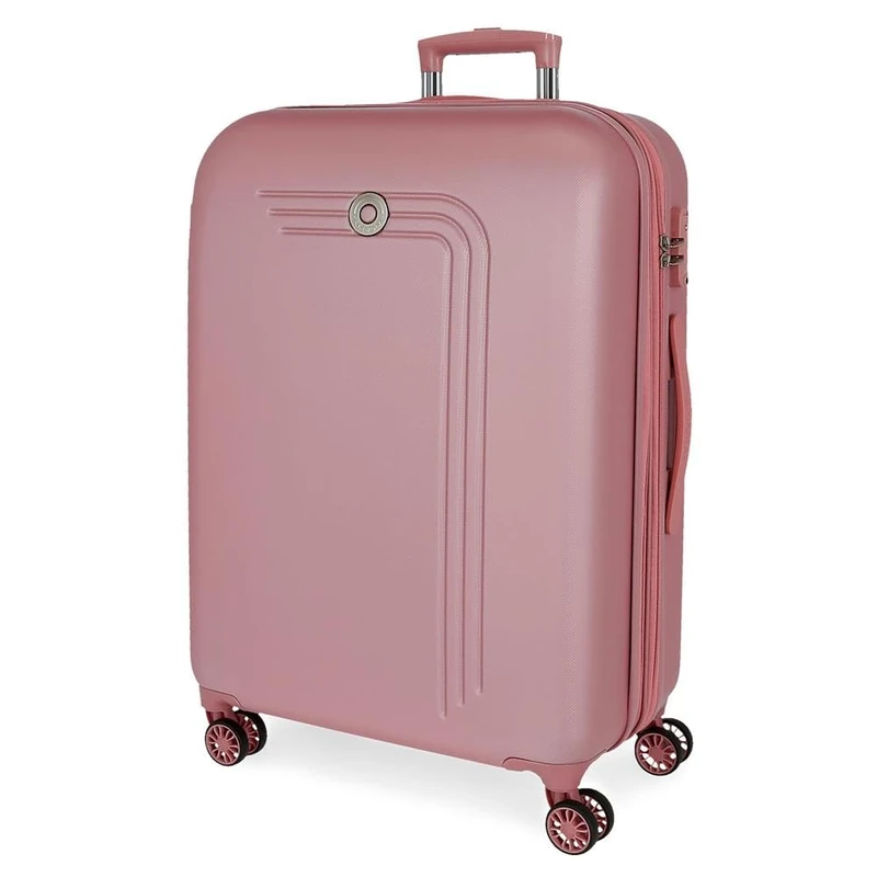 MOVOM Riga Large Suitcase Pink 56x80x29cm Hard ABS Closure TSA 91L 4.7kg 4 Wheels Double Luggage Hand Luggage, Pink, One Size, Large Suitcase