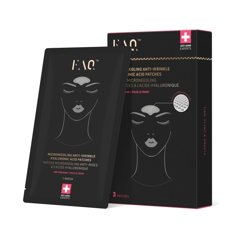 FAQ Microneedling Anti-Wrinkle Hyaluronic Acid Patches For Forehead - Forehead Wrinkle Patches - Instant Non-invasive Rejuvenating Results - Travel-friendly Skin Care - 3 pcs.