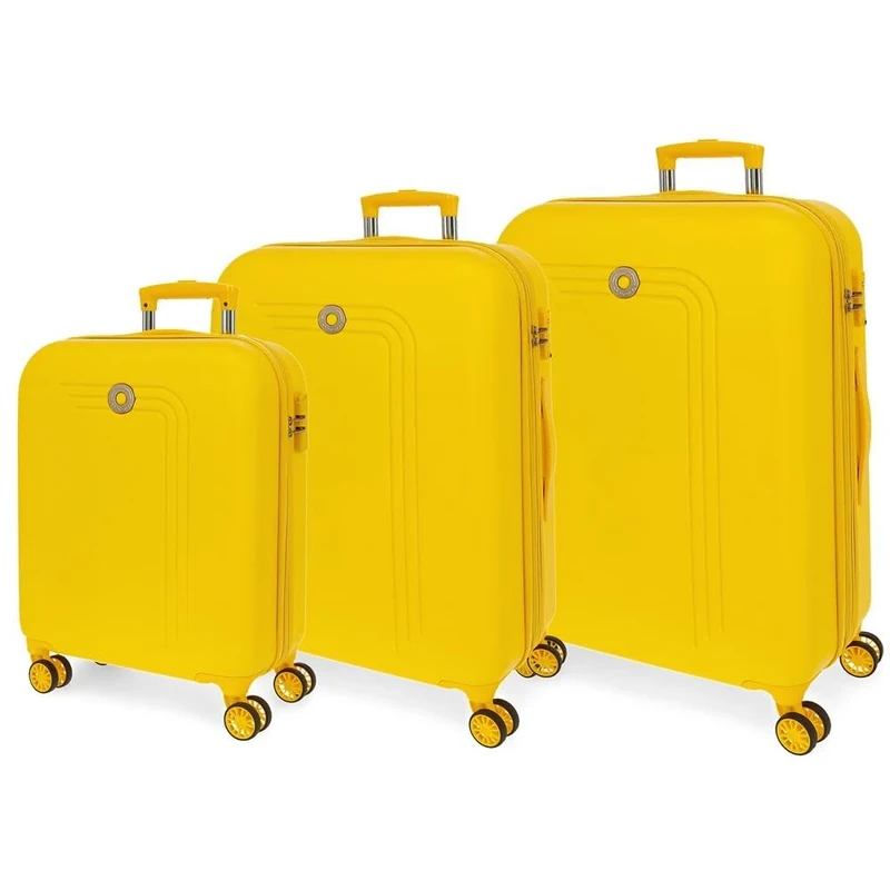 MOVOM Riga Luggage Set Yellow 55/70/80 cm Rigid ABS Closure TSA 91L 10.9 kg 4 Wheels Double Luggage Hand Luggage, Lemon Tree, One Size, Suitcase Set