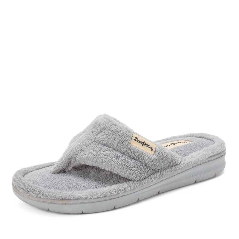 Dearfoams Women's Melanie Terry Thong Slipper, Grey Sleet, 9/10 UK