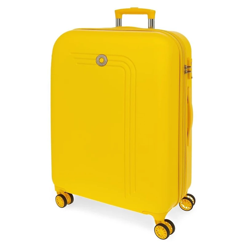 MOVOM Riga Large Suitcase Yellow 56x80x29cm Hard ABS Closure TSA 91L 4.7 kg 4 Double Wheels, Lemon Tree, One Size, Large Suitcase