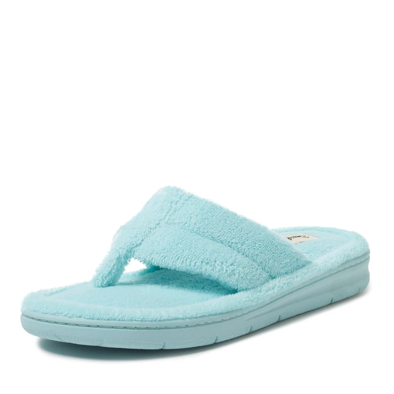 Dearfoams Women's Melanie Terry Thong Slipper, Aruba Blue, 3/4 UK
