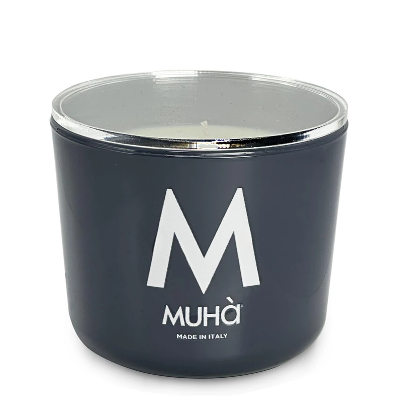 MUHA' | Scented Candle in Grey Glass, Cotton Flowers Fragrance, Air Freshener, Size of 500 g