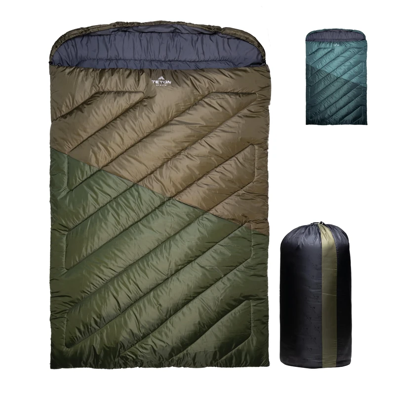 TETON Mammoth Double Sleeping Bag - 20 Degree, Warm for Family Camping, Hunting & Base Camp. Compression Sack Included