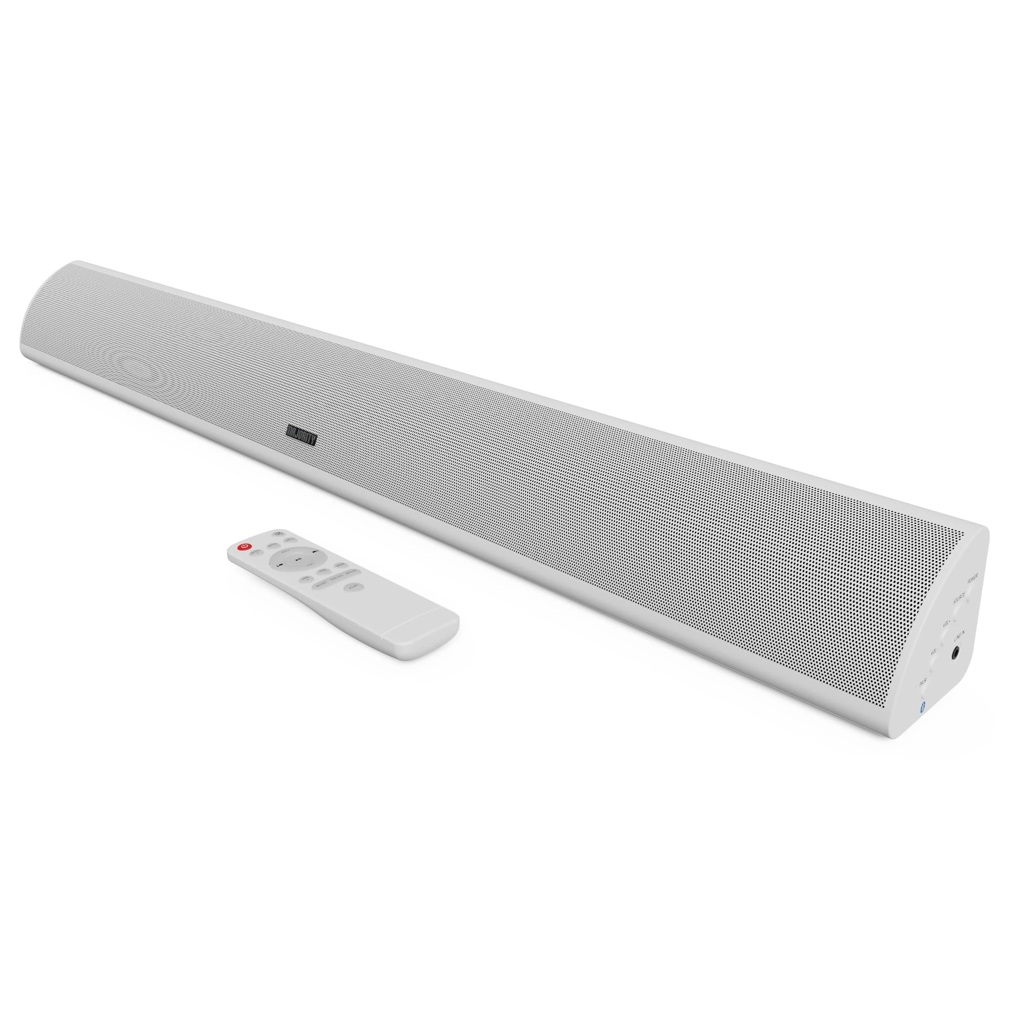 MAJORITY Snowdon | Bluetooth Sound Bar for TV | Built-in Subwoofer | 120 Watts 2.1 Channel Sound | RCA, Optical, and AUX Connection | Wall Mountable | 81 CM | Remote Control Included (White)