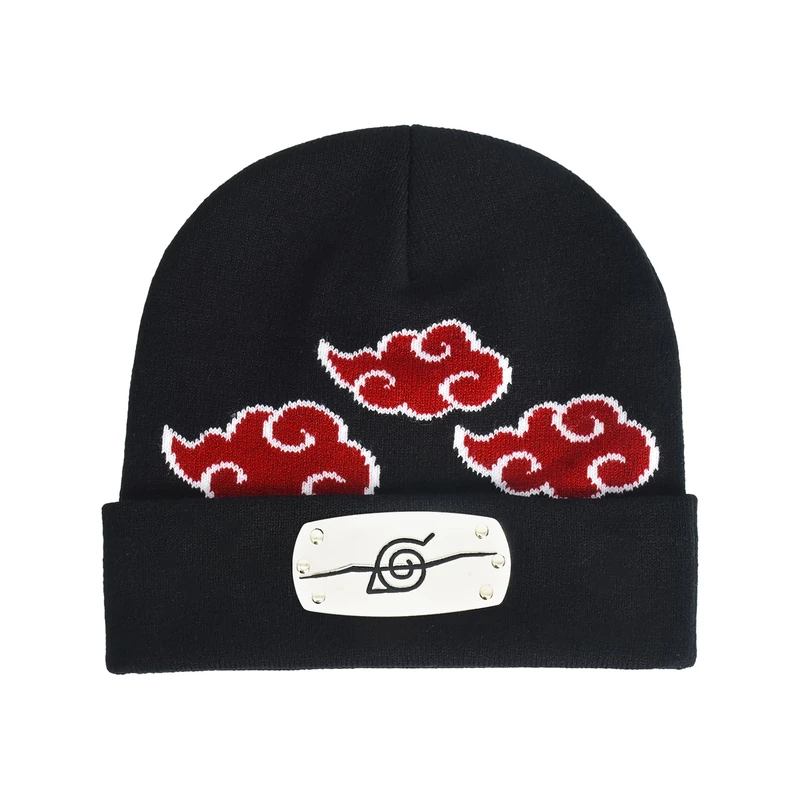 Concept One Naruto Beanie Hat, Akatsuki Cloud Winter Knit Cap with Cuff, Black, One Size - Image 1