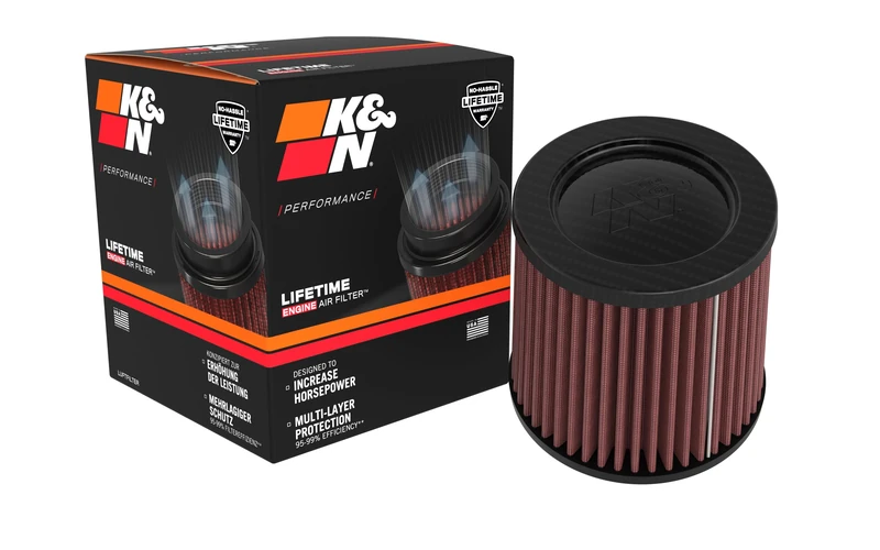 K&N Universal Air Filter - Carbon Fiber Top - 70mm flange, 130mm base, 114mm top, 127mm height (RP-3221)