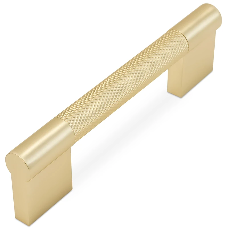 BUKOBYHE 10 Pack 3.75Inch Brushed Brass Kitchen Cabinet Handles Knurled Cabinet Pulls Gold Drawer Pulls Kitchen Hardware