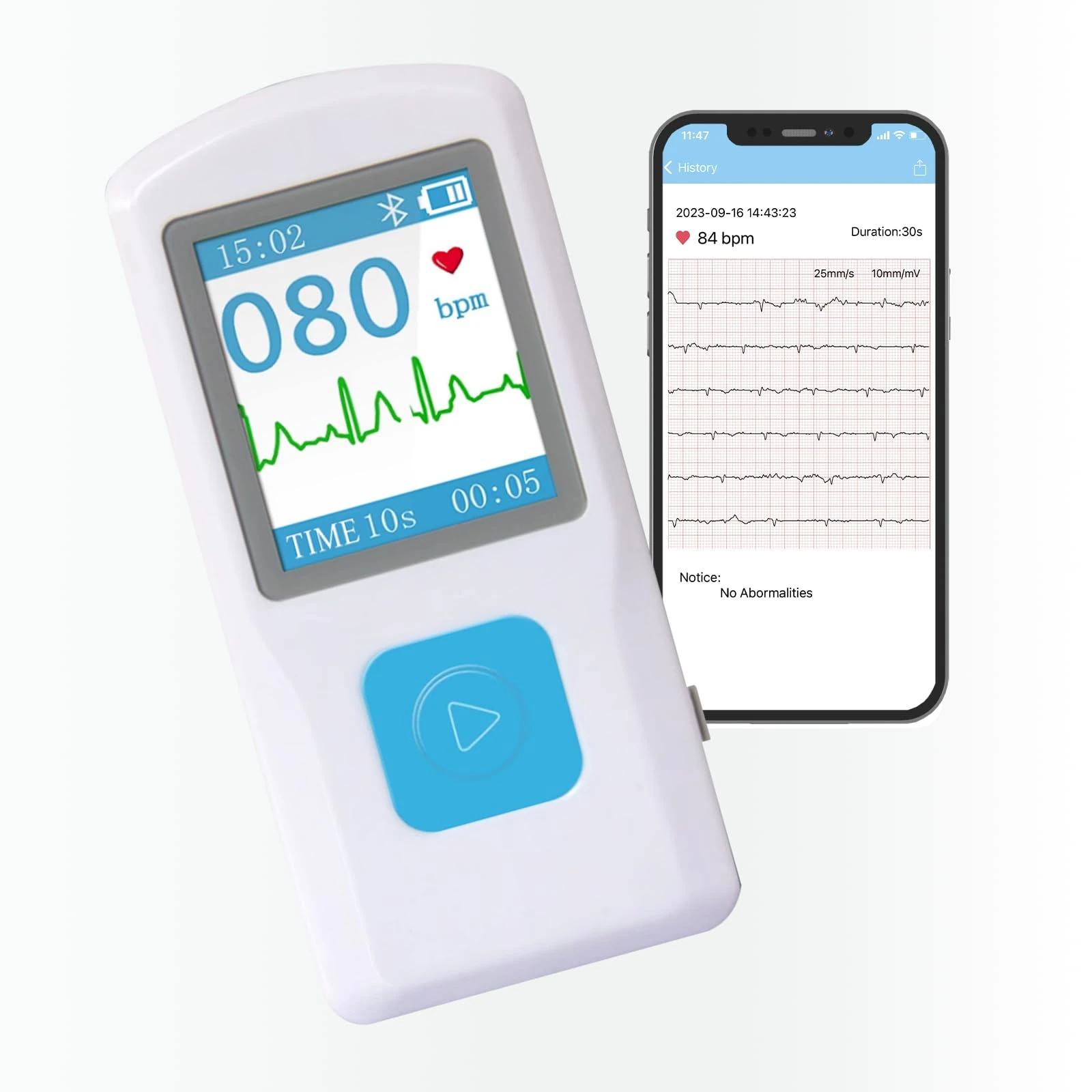 EKG Monitor Device, Personal Heart Rate Monitor with LCD Screen and Storage, Portable ECG Monitor Compatible with Smartphone and PC, Instant Results in 30 Seconds