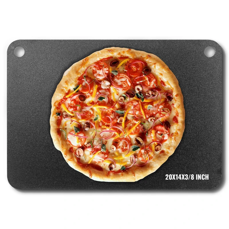 VEVOR Pizza Steel, 20" x 14" x 3/8" Plate for Oven, Pre-Seasoned Carbon Steel Baking Stone With Higher Conductivity, Heavy Duty Rustproof Pan for Outdoor Grill, Indoor Oven