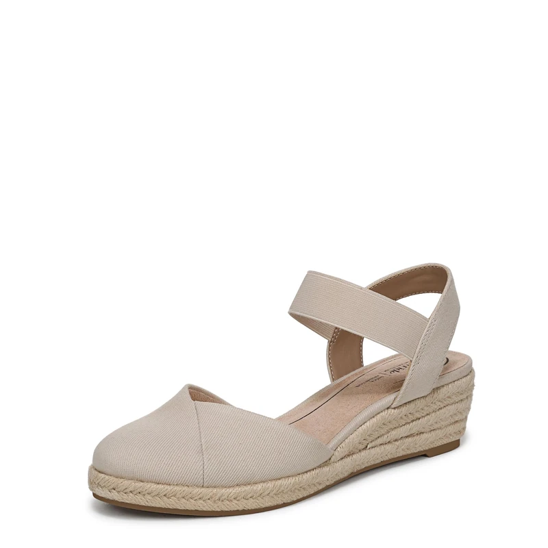 LifeStride Women's Kimmie Wedge Espadrilles Sandal, Almond Milk Canvas, 5.5 UK