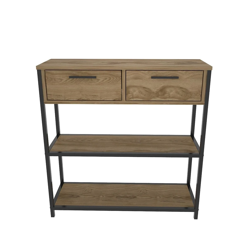 DECOROTIKA - Latho Metal Frame Sideboard 2 Drawers 2 Shelves for Living Room and Hallway
