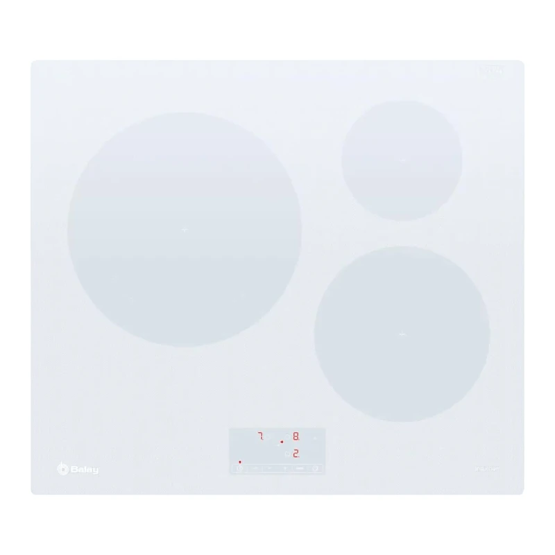 Balay Induction Hob, 60 cm, 3 Burners, Giant Zone 28 cm, Sprint Function, Easy Touch Control, Time Programming, White, 3EB965WR