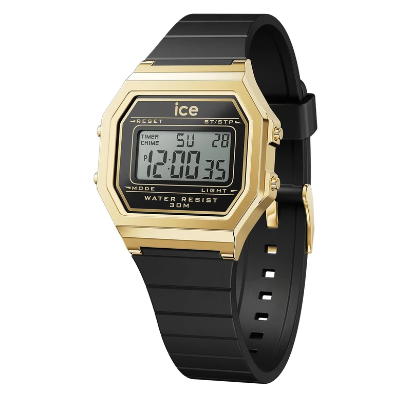 ICE-WATCH - ICE Digit Retro Black Gold - Women's Wristwatch with Plastic Strap - 022064 (Small)