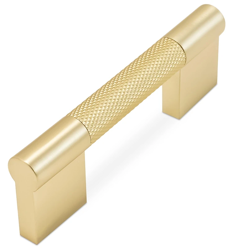 BUKOBYHE 10 Pack 3Inch Brushed Brass Kitchen Cabinet Handles Knurled Cabinet Pulls Gold Drawer Pulls Kitchen Hardware
