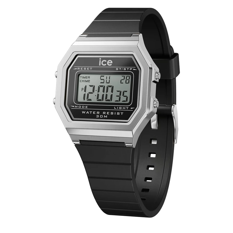 ICE-WATCH - ICE Digit Retro Black Silver - Women's Wristwatch with Plastic Strap - 022063 (Small)