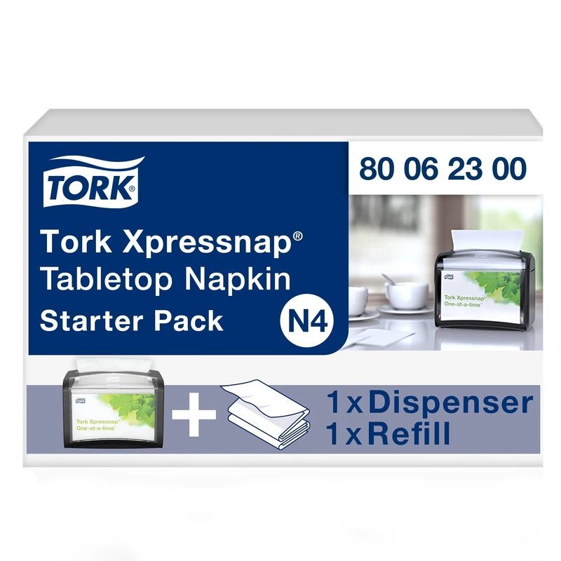 Tork 80062300 Xpressnap Napkin Starter Pack, Plastic, Black