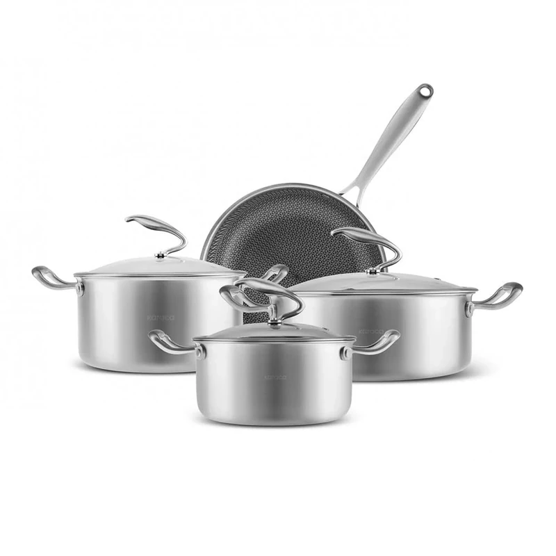 Karaca 5Ply PowerSteel 7-Piece 316+ Stainless Steel Induction Cookware Set, Silver