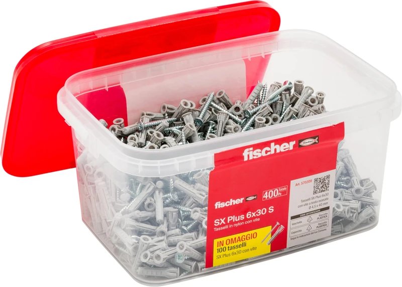 Fischer Propack SX Plus 6 S Tray 400 Dowels 6 x 30 with Screw, Total 800 Pieces