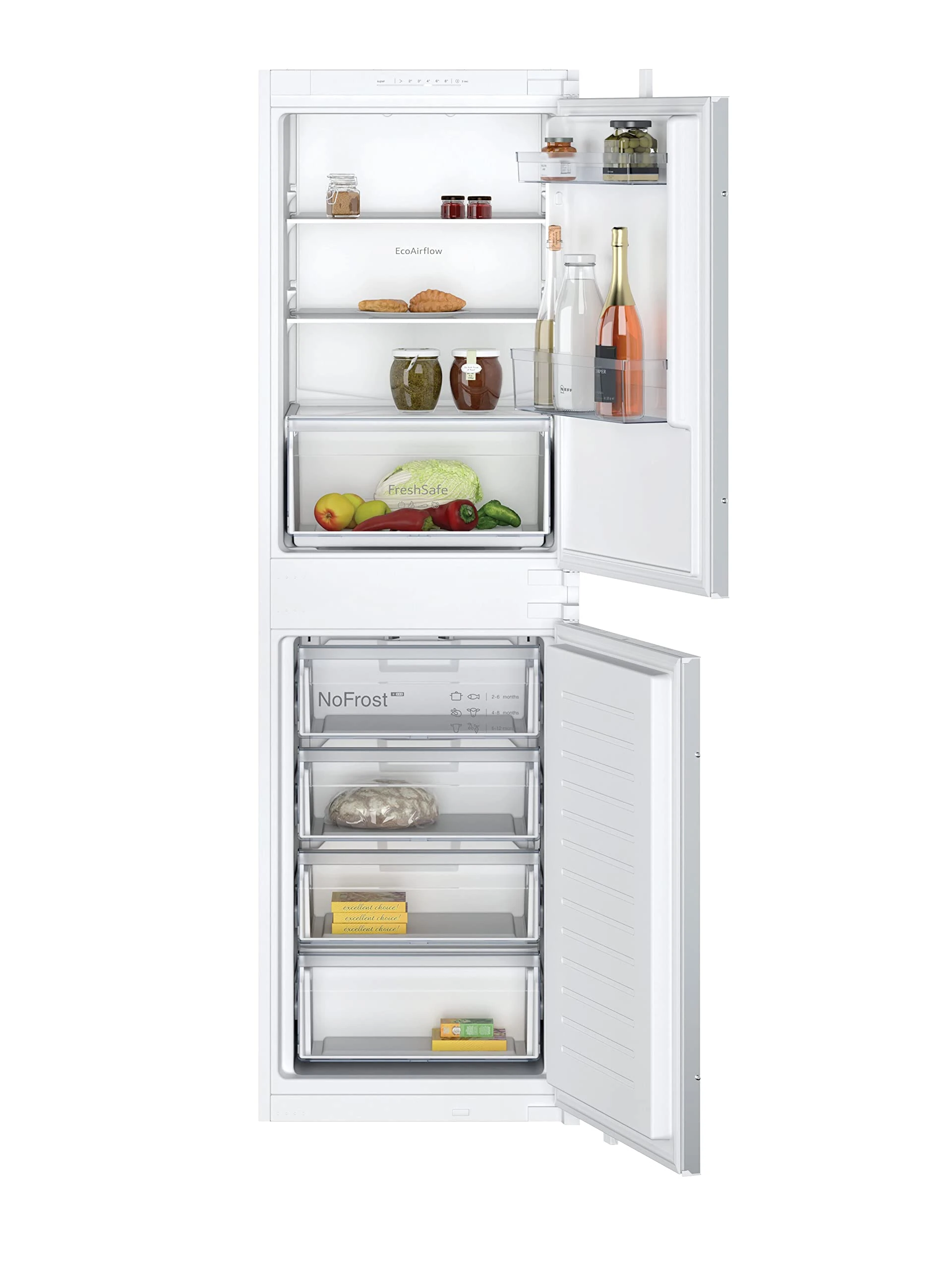 NEFF N30 KI7851SE0G Fridge Freezer with Sliding Hinge, Built-in Fresh Safe Food drawer NoFrost Eco Air Flow