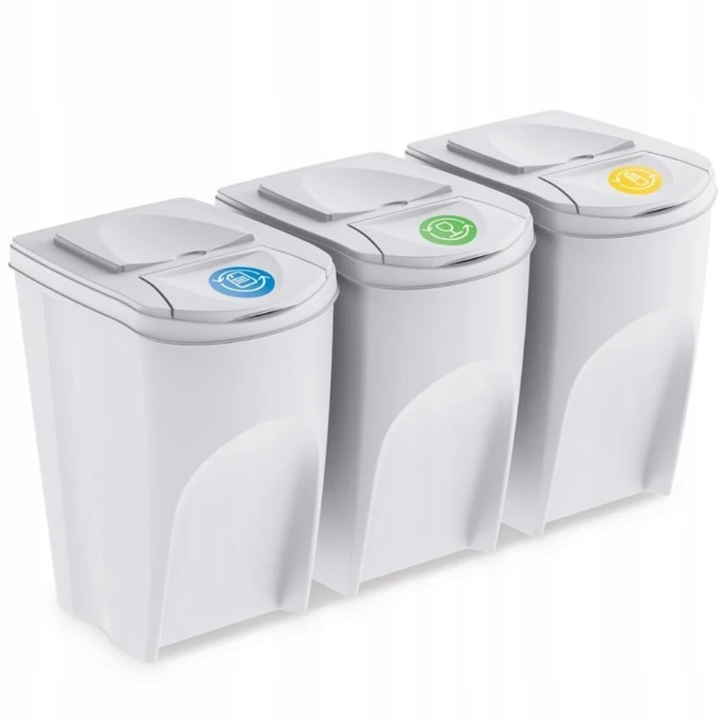 Prosperplast Set of 3 x 35 L rubbish bin sortibox - Ashen