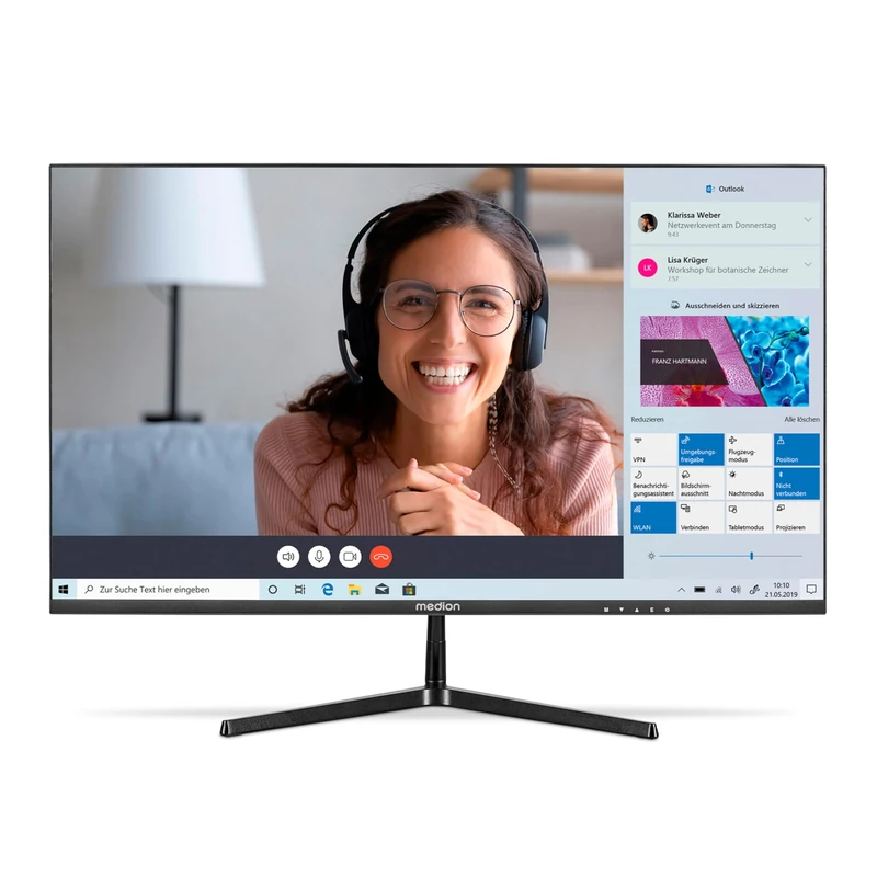 MEDION P52424 (MD 20152) 60.5 cm (24 Inches) Full HD Widescreen (FHD, HDR10, 16:9, HDMI, Displayport, VGA, Anti-Flicker, Anti-Glare, Anti-Blue Light, Multilingual Menu) Black