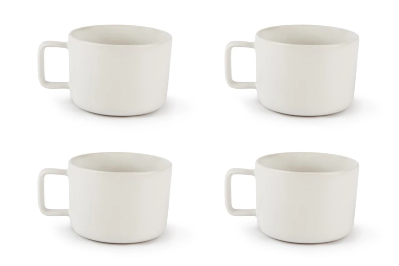 Excelsa Nordic Set of 4 Jumbo White Stoneware Ceramic Mugs, Capacity 400 ml