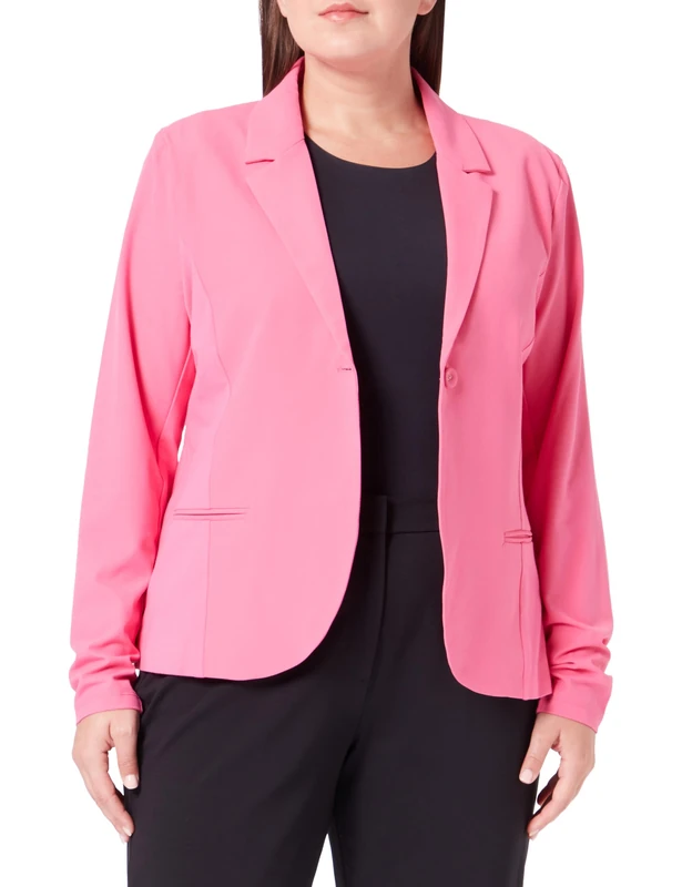 Kaffe Women's Blazer Single Breasted Notch Lapel Slim Fit Hip Length, Pink, 10