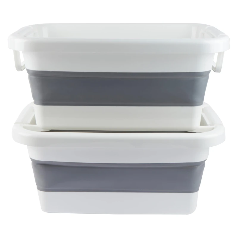 Beldray COMBO-8810 Stackable Laundry Basket – 2 Pack, 36 Litre Capacity, Easily Organise & Sort Laundry, Innovative Stacking & Locking Functions, Easy Carry Handles, White & Grey, Space Saving Design