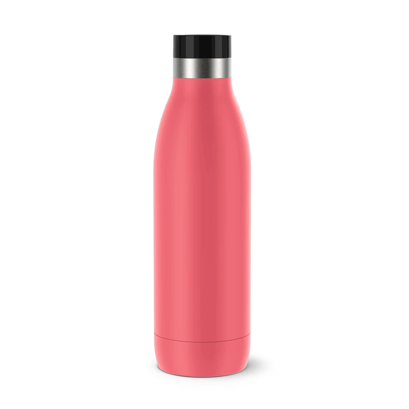 Emsa Bludrop N31123 Insulated Water Bottle, 0.7 litres, 100% Leak-Proof, Quick-Press Closure, Ergonomic 360° Drinking Enjoyment, 12 Hours Warm, 24 Hours Cool, Easy to Clean, Stainless Steel, Powder