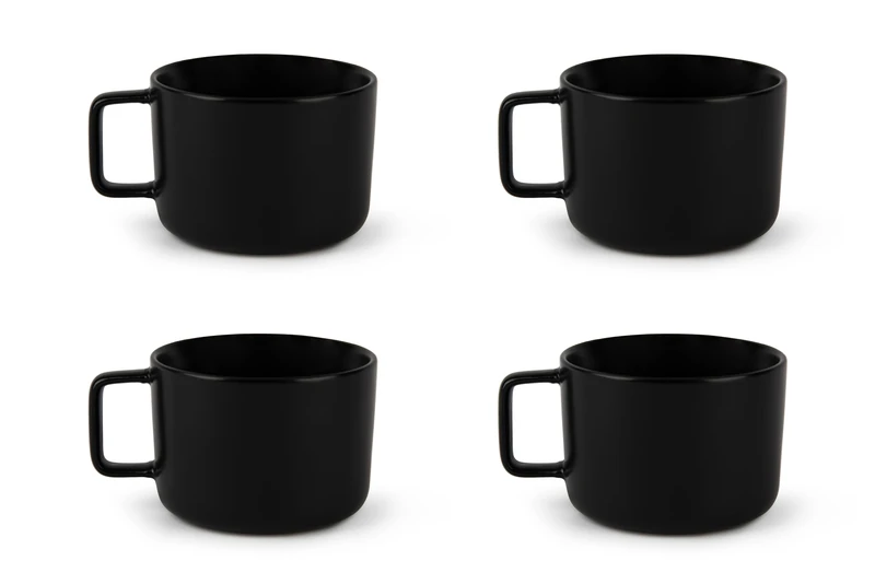 Excelsa Nordic Set of 4 Jumbo Black Stoneware Ceramic Mugs, Capacity 210 ml - Image 1