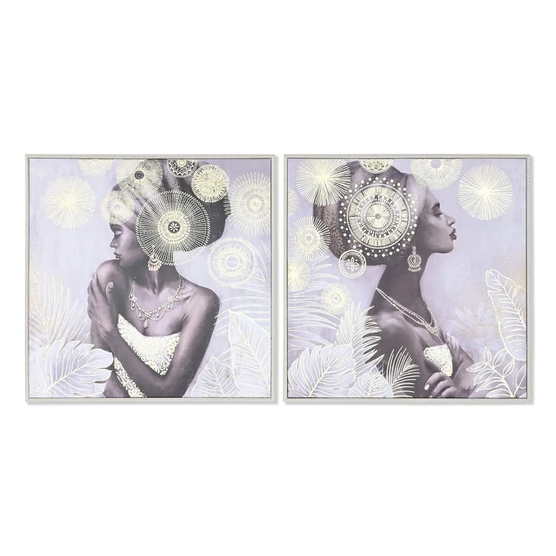Home ESPRIT African Gold Colonial Picture 80 x 2.8 x 80 cm (2 Units)