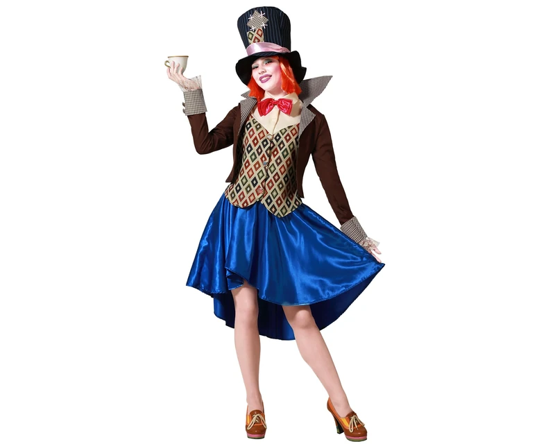ATOSA Mad Hatter Costume - Colorful Victorian Dress and Hat