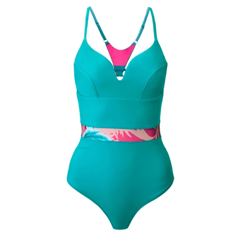 MF SEA® Women's One Piece Swimsuit with High Neckline for an Elegant and Comfortable Look. Polyester and Elastane Material with UV50 + UPF Protection. Ideal for Surfing and Water Sports, Size XS,