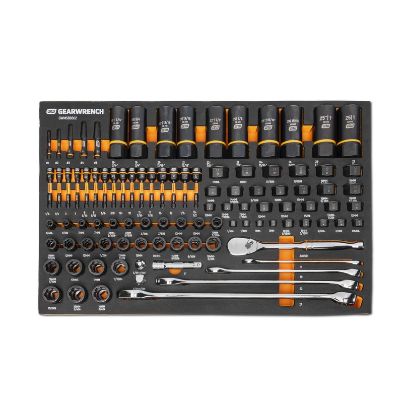GearWrench 97 Piece 1/4”, 3/8”, 1/2” Drive Bolt Biter Mechanics Tool Set in Foam Storage Tray - GWMSBBS02