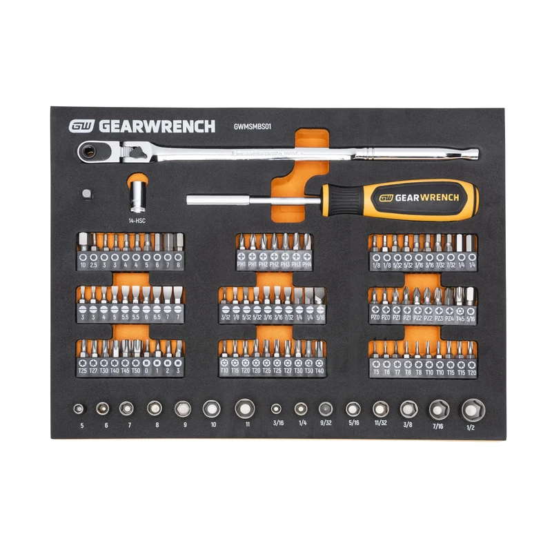 GEARWRENCH 105 Piece 1/4” Drive Slim Head Mechanics Tool Set in Foam Storage Tray - GWMSMBS01 - Image 1