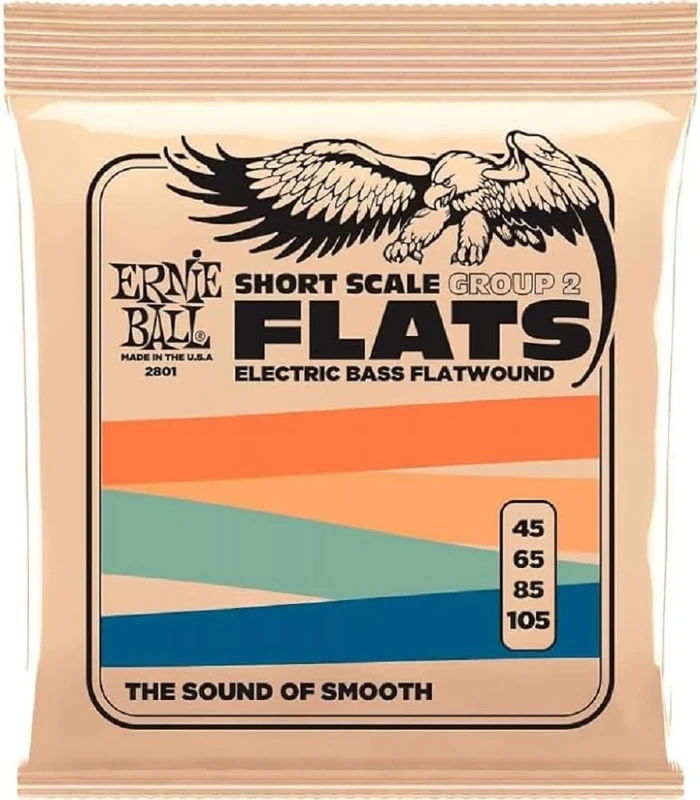 Ernie Ball Short Scale Flatwound Group 2 Electric Bass Strings - 45-105 Gauge