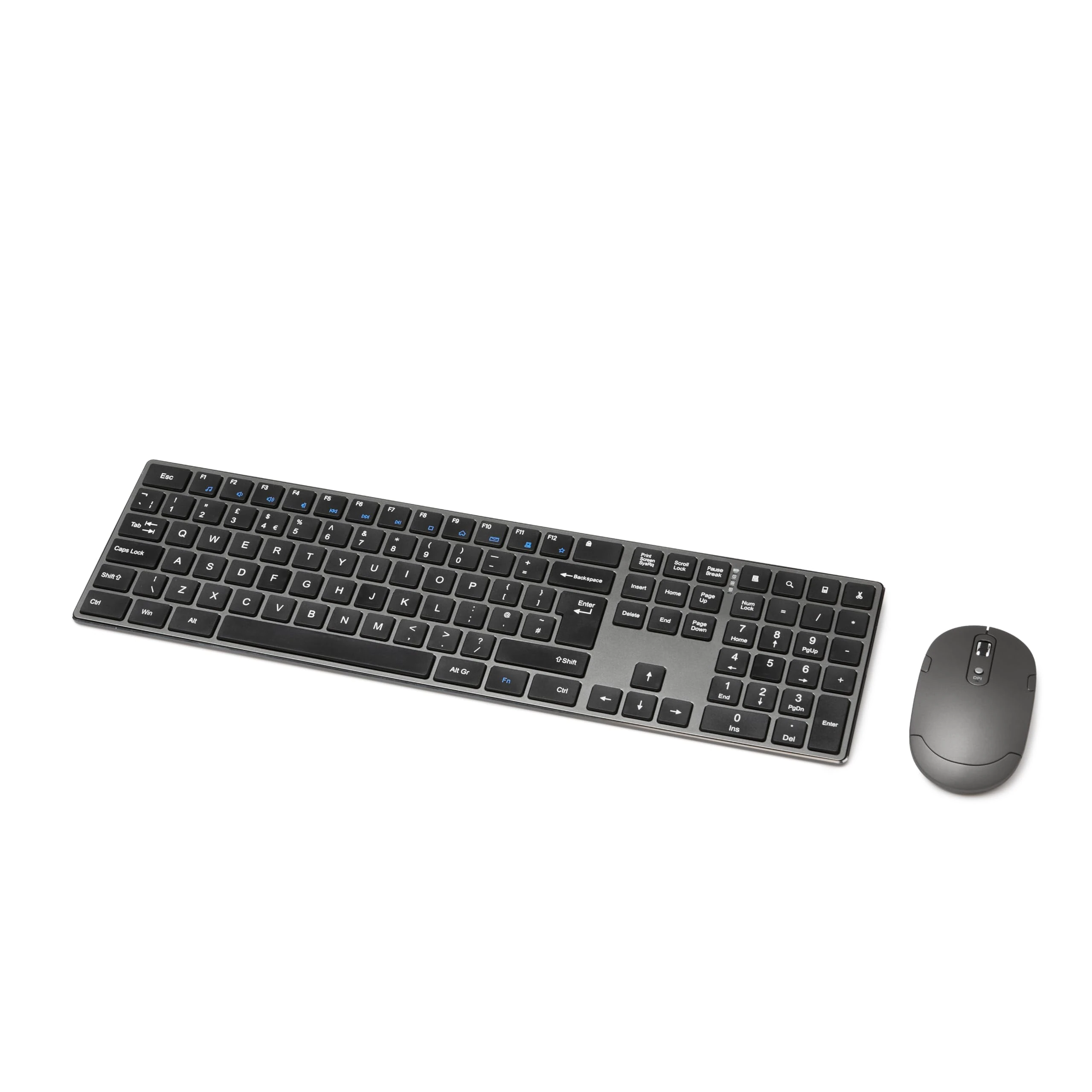 Amazon Basics Rechargeable Wireless Mouse - Ultra Slim, Quiet Full Size Keyboard with Number Pad, Black