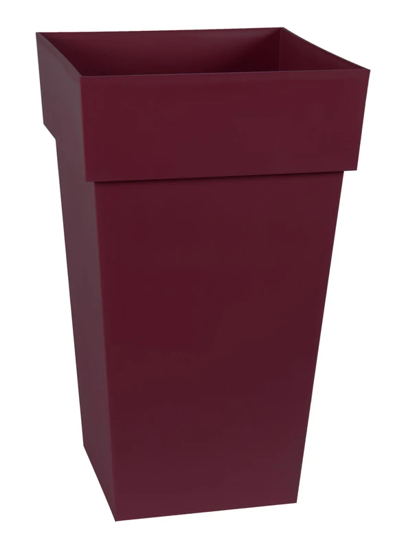 EDA - High Tuscan Square Flower Pot - Volume 62 L - 39 x 39 x H.65 cm, Burgundy Red