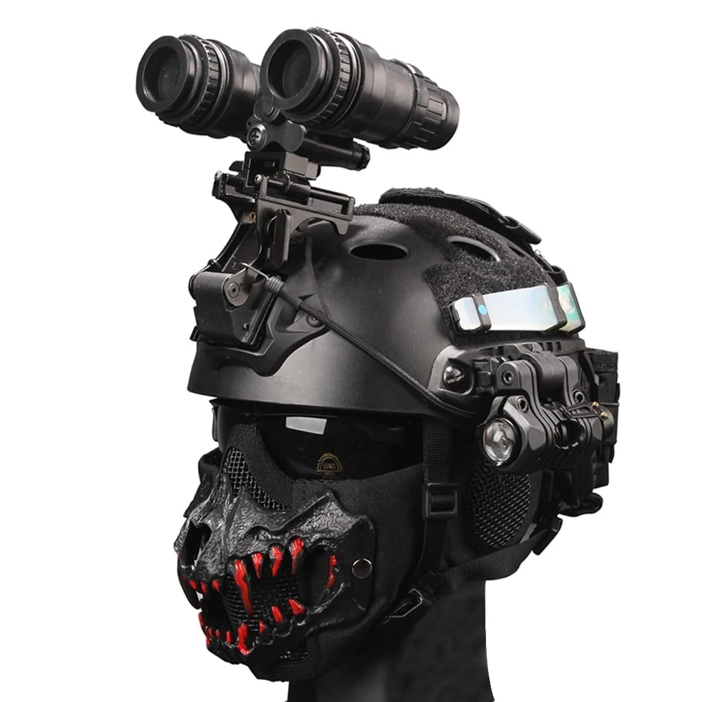 Outdoor tactical CS paintball game FAST tactical helmet wire mask binocular night vision model goggles protection (Color : G)