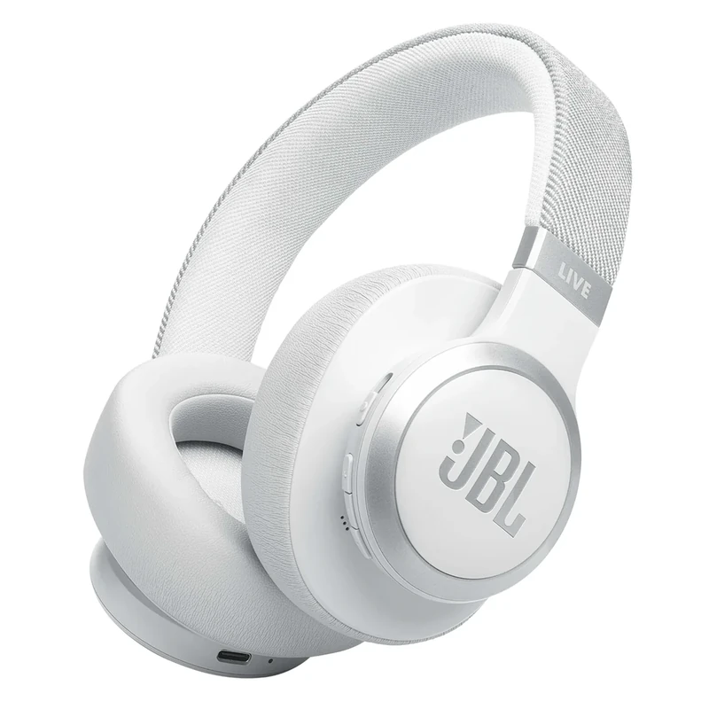 JBL Live 770 NC Wireless Over-Ear Headphones with Noise-Cancelling Technology and 65-Hour Battery Life, White