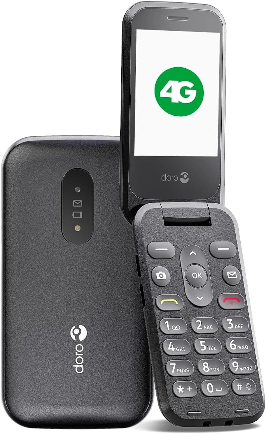 Doro 2800 4G unlocked basic mobile phone for seniors with loud and clear sound, large buttons, talking number keys, camera, assistance button and USB C charging lead [UK and Irish version] (Graphite)