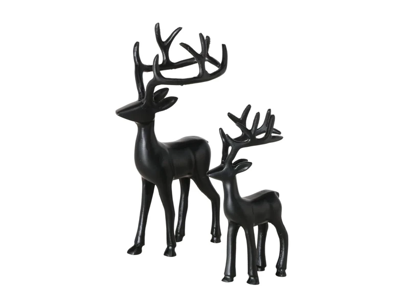 BOLTZE Thielo Figure (2 Pieces, Height 25-35 cm, Colour Black, Elk Figure, Decorative Figure, Decorative Stand, Decoration) 2037112, Normal