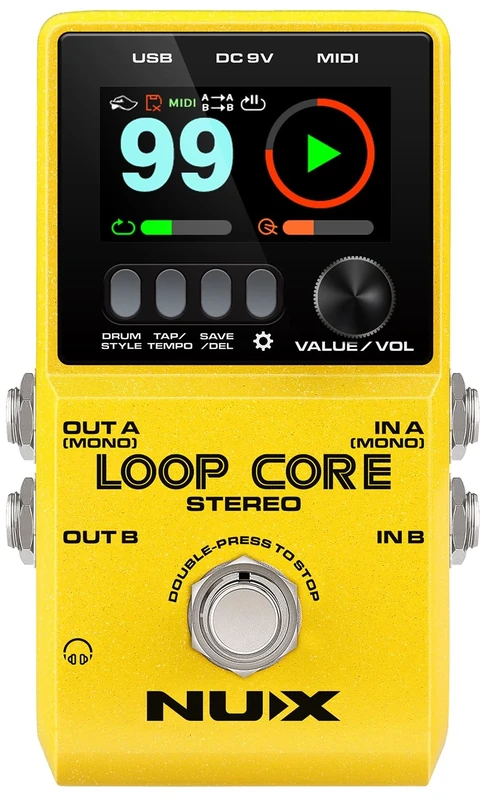 NU-X Loop Core Stereo Pedal | High-Definition Looper with 99 Save Slots, Stereo Inputs/Outputs, MIDI Control & Built-in Drum Machine