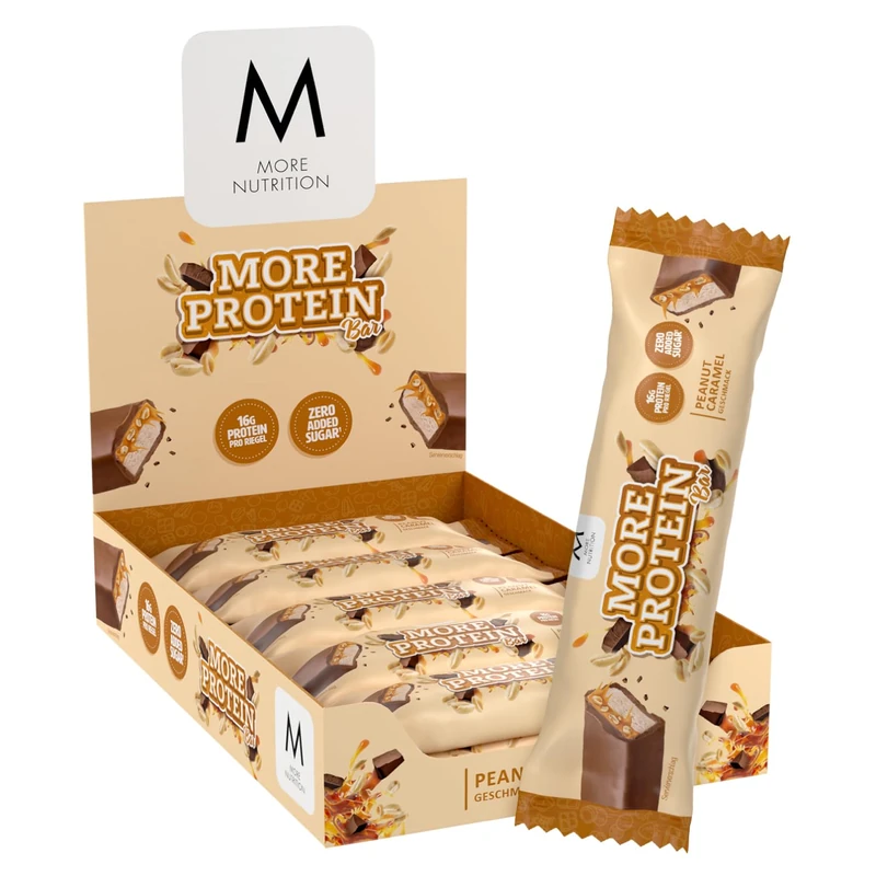MORE Soft Protein Bar, Peanut Caramel, 10 x 50 g, High Protein Bar with no added sugar, Made in Germany