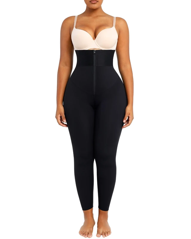 SHAPELLX Women High Waist Leggings Tummy Control ElasticFuse Waistband Shaping Leggings Waist Trainer Yoga Pants, Black, M - Image 1