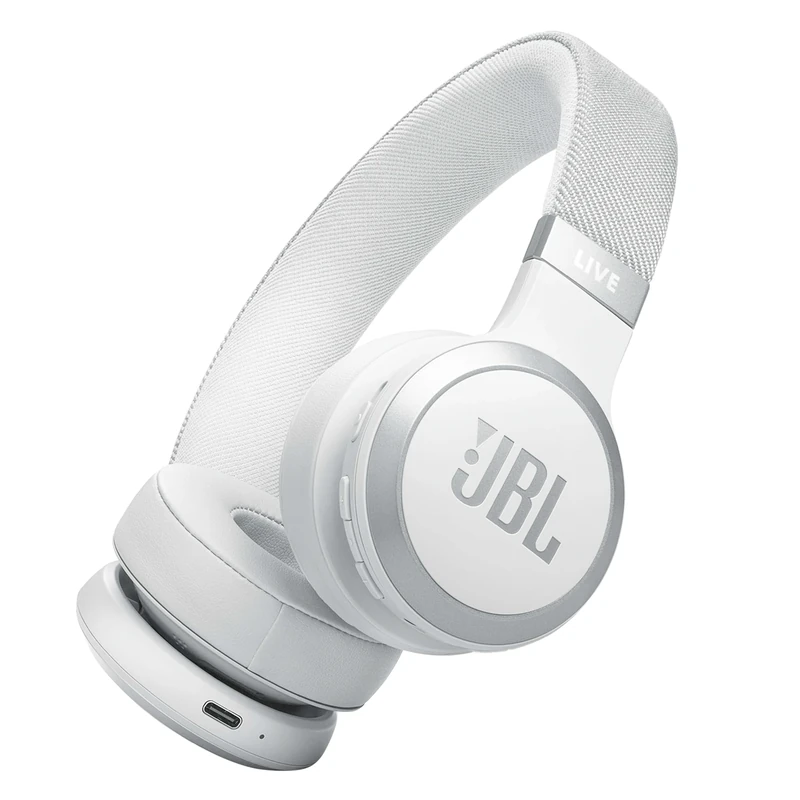 JBL Live 670 NC Wireless On-Ear Headphones with Noise-Cancelling Technology and 65-Hour Battery Life, White