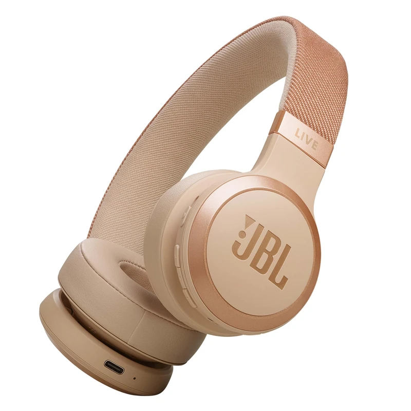JBL Live 670 NC Wireless On-Ear Headphones with Noise-Cancelling Technology and 65-Hour Battery Life, Sandstone